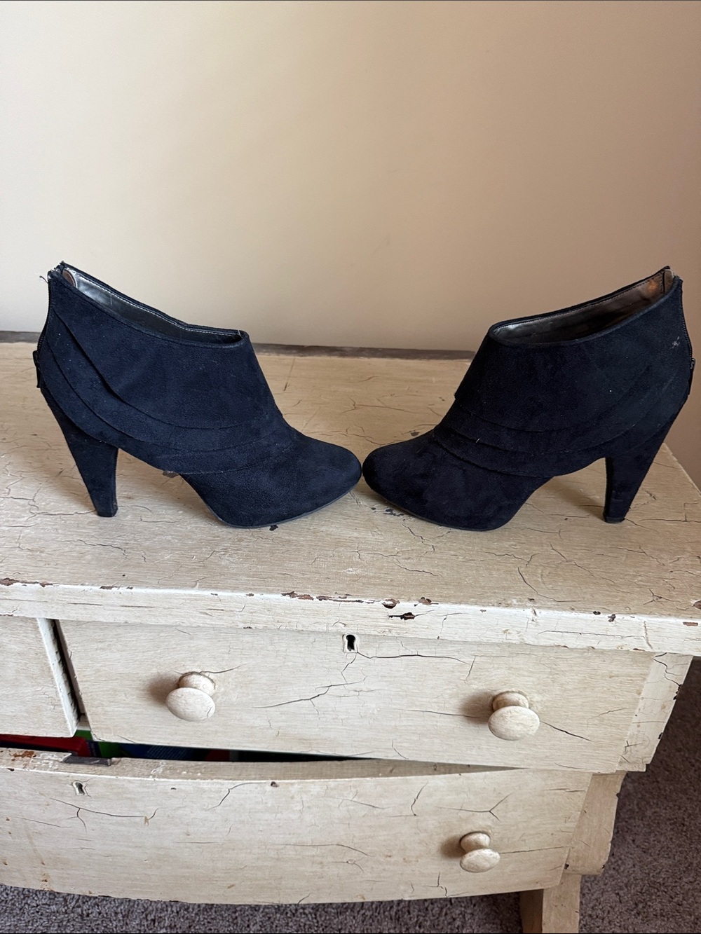 Mossimo Supply Co. Black Suede Layered Ankle Booties